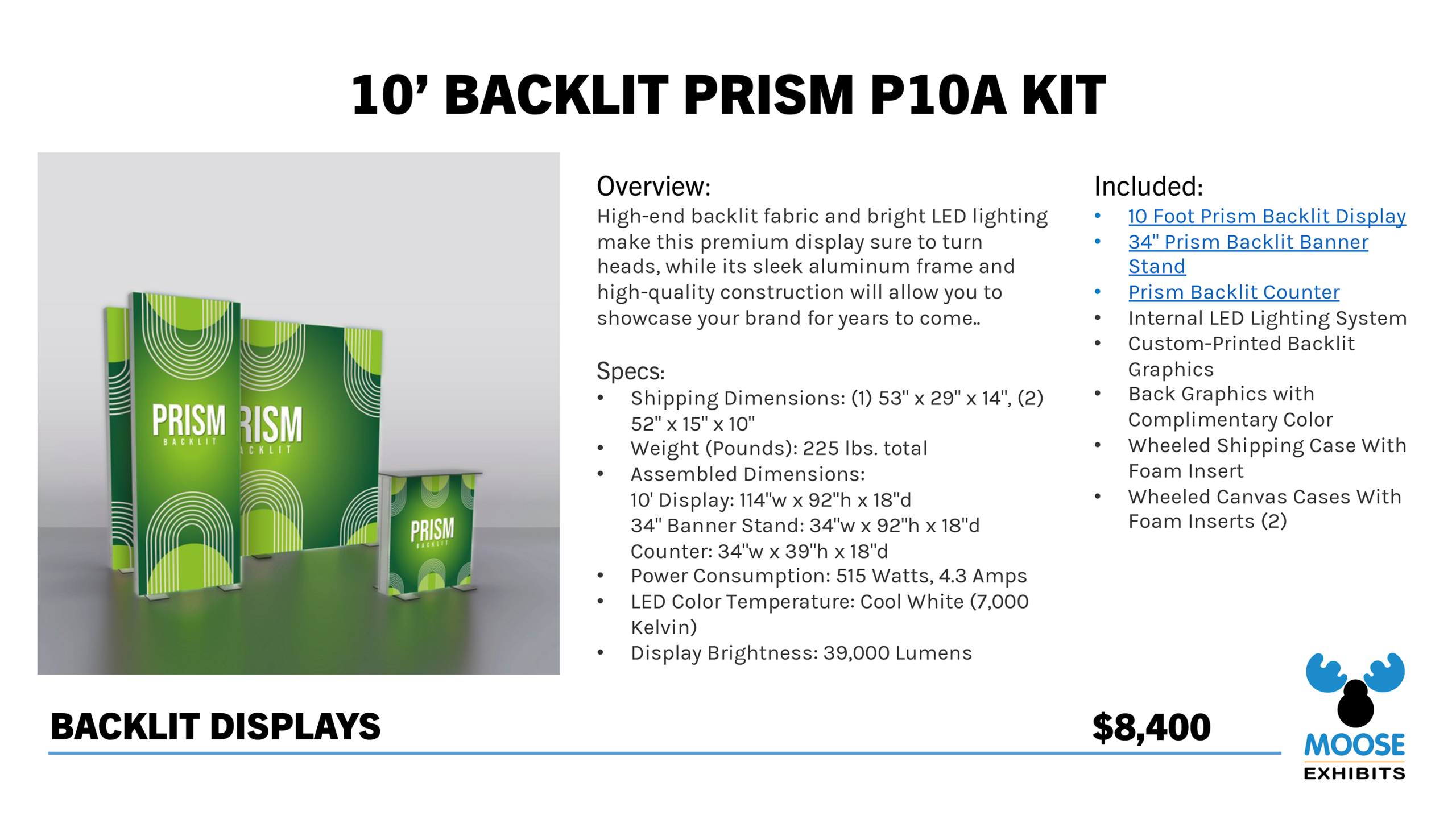 10' Backlit Prism P10a Trade Show Booth