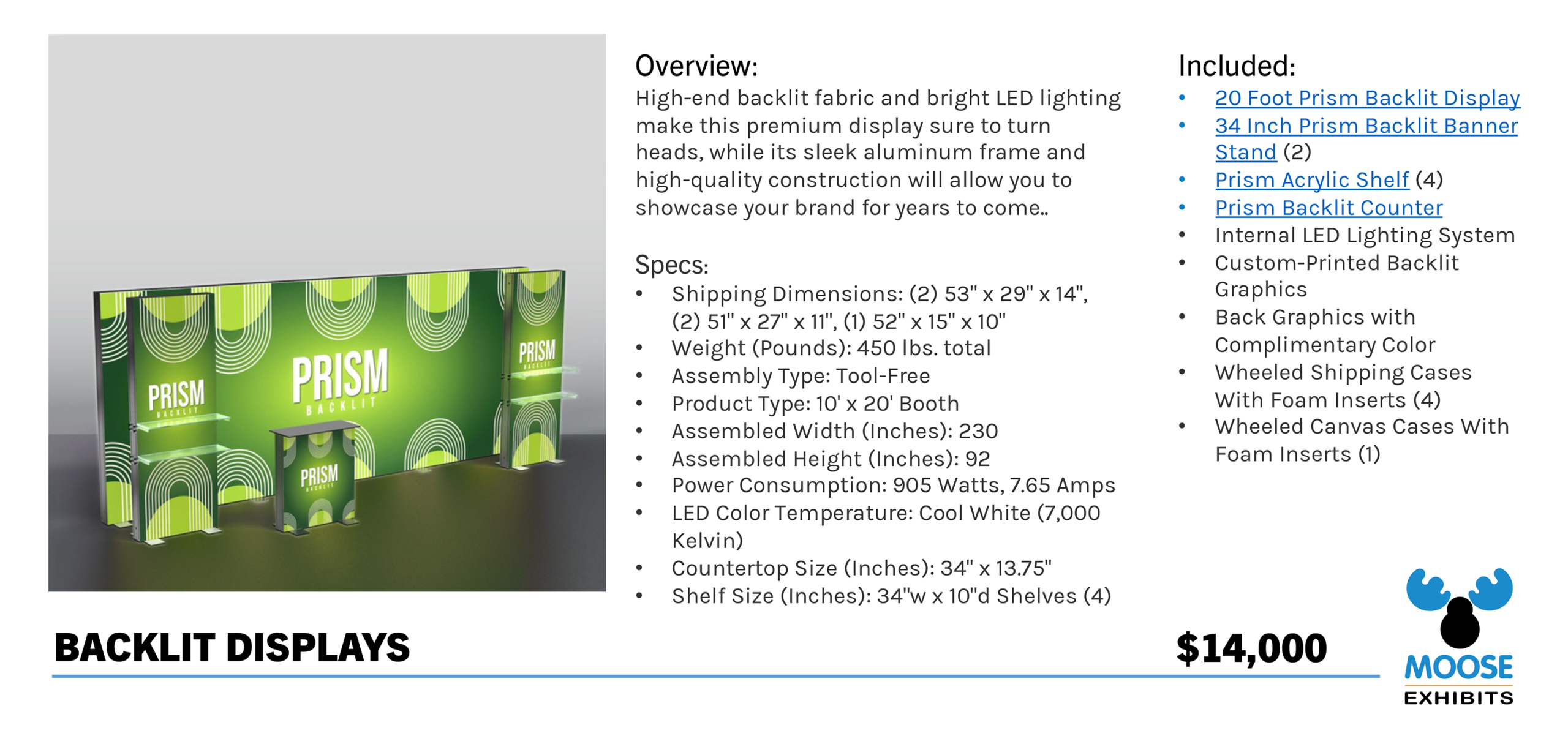 20' Backlit Prism P20D Trade Show Booth